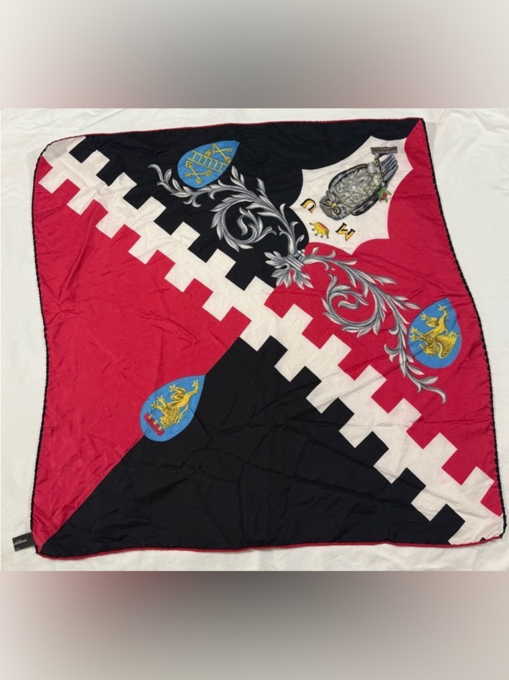 Saldarini & Saldarini 100% Silk Scarf Made in Italy Heraldic Crest